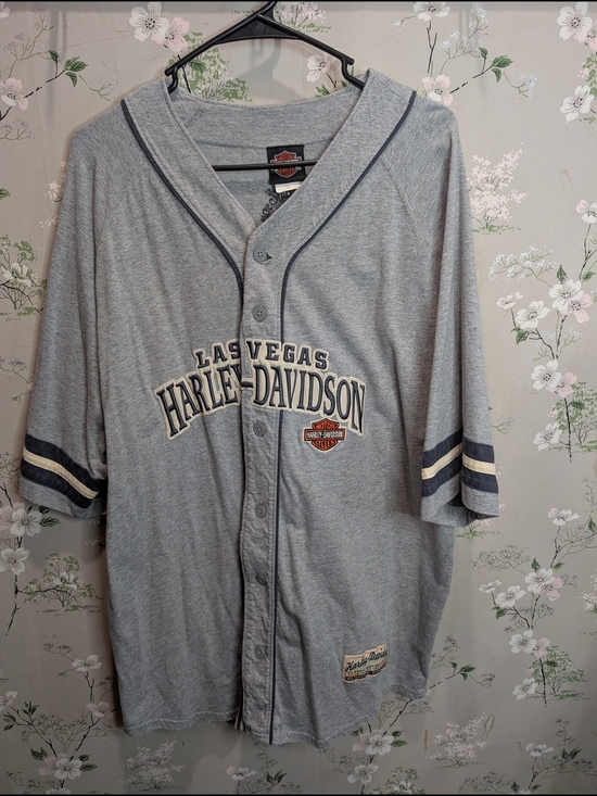 Harley-Davidson Other - Harley-Davidson Grey and Navy Las Vegas Baseball-Style Shirt VINTAGE
